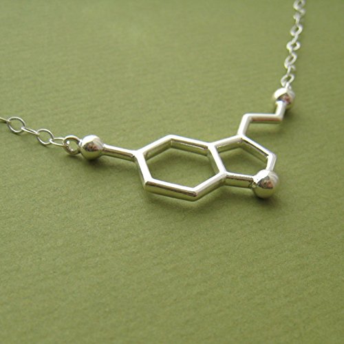 Serotonin Molecular Necklace with link chain in sterling silver