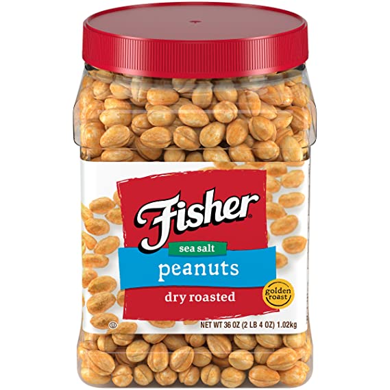 Fisher Snack Sea Salt Dry Roasted Peanuts, 36 oz, 2.25 Pound (Pack of 1)