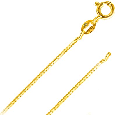 14K Solid Yellow or White or Rose/Pink Gold 0.5MM,0.7MM,0.9MM,1.1MM,1.2MM Italian Diamond Cut Box Chain Necklace - FREE Gift with Order