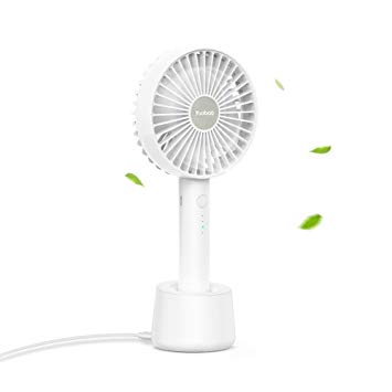 Yoobao Mini Handheld Fan Portable USB Fan Small Table Desk Personal Fan, Rechargeable Battery Operated, 3 Speed, Stand Charging Base for Office Desktop Home Cooling Outdoor Travelling Camping - White