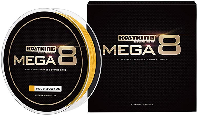 KastKing Mega8 Braided Fishing Line, Advanced 8 Strand Construction - Rounder, Stronger, Softer, Smoother, More Sensitive, Casts Farther, Zero Stretch & Memory, Great Knot Strength, More Color Fast