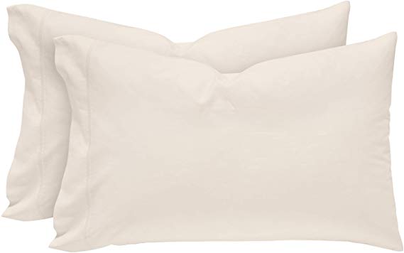 Rivet Easy Care, 100% Percale Cotton, Envelope Closure Pillowcase Set, Egret White, Standard, Set of 2