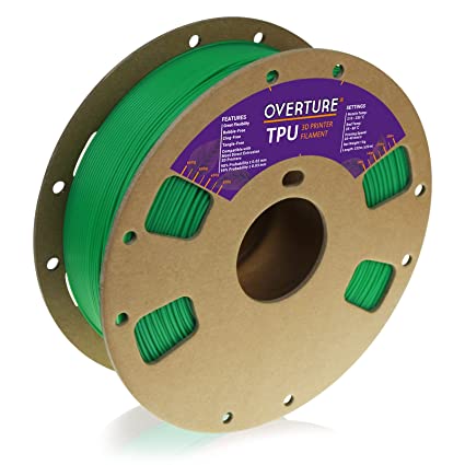 Overture TPU Filament 1.75mm Flexible TPU Roll Soft 3D Printer Filament, 1kg Spool (2.2 lbs.), Dimensional Accuracy  /- 0.03 mm, Green