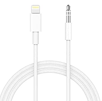 [Apple MFi Certified] iPhone to 3.5mm Car AUX Cable, [3.3FT/1M] Lightning to 3.5mm Audio Stereo Cord Compatible for iPhone 11/11 Pro/XS/XR/X 8 7, iPad, iPod to Home Stereo, Speaker, Headphone (White)