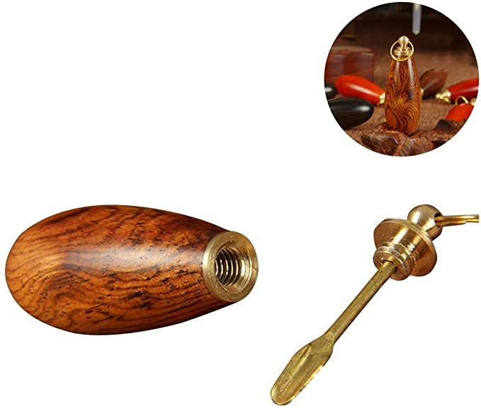 Olpchee Portable Retro Water Drop Shaped Wooden Snuff Bottle with Metal Spoon for Birthday Thanksgiving (Camel)