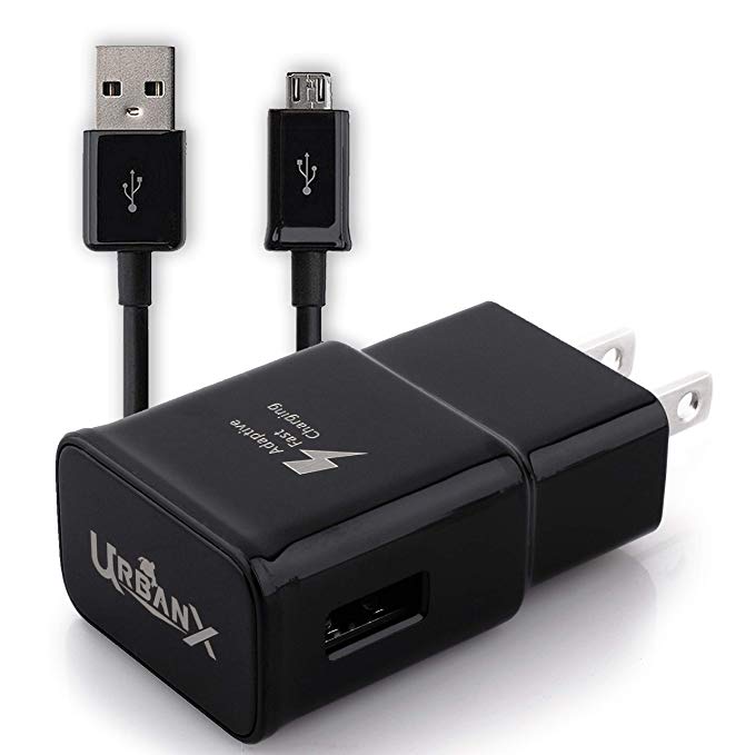 UrbanX Fast Adaptive Wall Adapter Charger 10 FT Micro USB Cable Compatible Samsung Galaxy S5 Mini - Black