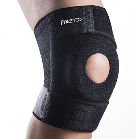 FREETOO Knee Brace Support for Stabilizing and Recovery, Breathable Neoprene Fully Adjustable Anti-Slip Open Patella Stabilizer for Running Arthritis Pain Relief Black …