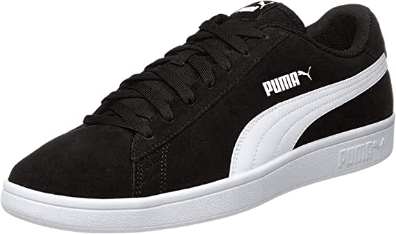 Puma Unisex-Adult Smash V2 Black White Leather Sneakers