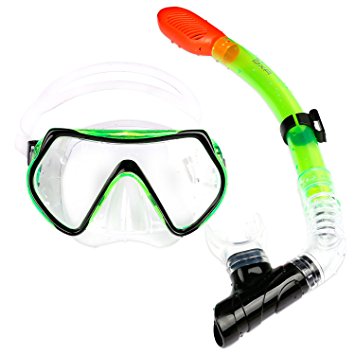 OXA Scuba Diving Snorkelling Set including Dry Top Snorkel and Windows Tempered Glass Mask