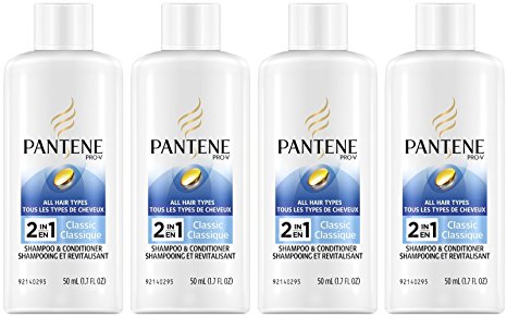 Pantene Pro-V Classic Care 2-in-1 Shampoo & Conditioner, Travel Size - 1.7 oz - 4 pk