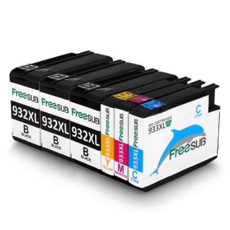 FreeSUB 1 Set 2 Black High Yield Replacement For HP 932XL 933XL Ink Cartridge For HP Officejet 6100 6600 6700 7610 7612 7110 Printers