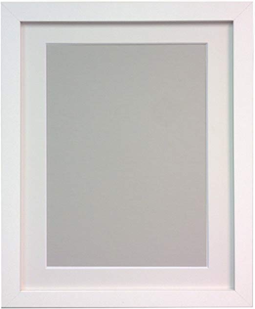 FRAMES BY POST H7 White Photo Frame with White Mount 24 x 18 Picture Size 18 x 12 (Plastic Glass)