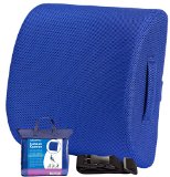 The Lumbar Back Support Cushion Contoured Memory Foam Pillow For Chair Or Car  Corrects Posture and Eases Lower Back Pain  Includes Carry Handle Travel Case and Elastic Extension