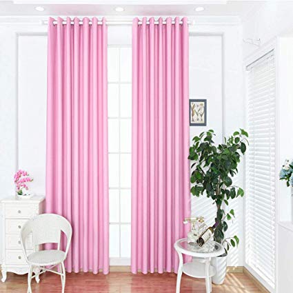 LANGRIA Blackout Curtains Set with 2 Decorative Tie-Backs, Insulating Light-Blocking and Wrinkle-Free Window Drapes for Bedroom Living Room Office - Contains 2 Curtain Panels (1 Pair, 53x63, Pink)