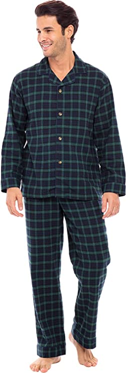 Alexander Del Rossa Men's Lightweight Flannel Pajamas, Long Cotton Pj Set