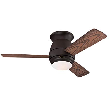 Westinghoue 7217800 Halley 44-Inch Oil Rubbed Bronze Indoor/Outdoor Ceiling Fan, Dimmable LED Light Kit with Frosted Opal Glass, Remote Control Included