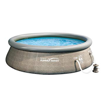 Summer Waves 12' x 36" Quick Set Ring Above Ground Pool with Pump, Grey Wicker