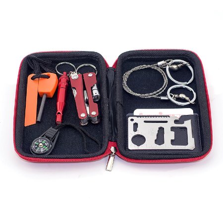 KUNGIX Survival Kit Emergency SOS Survive Tool Pack for Camping Hiking Hunting Biking Climbing Traveling and Emergency
