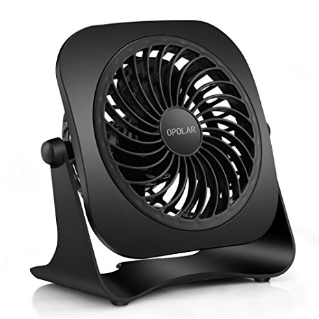 OPOLAR F611 5.2 Inch Frame Mini Table Desk USB Fan, 2 Speeds, Quiet, 360° up and down, 3.9 ft Cable, Powerful Desk Black Fan for Home and Office