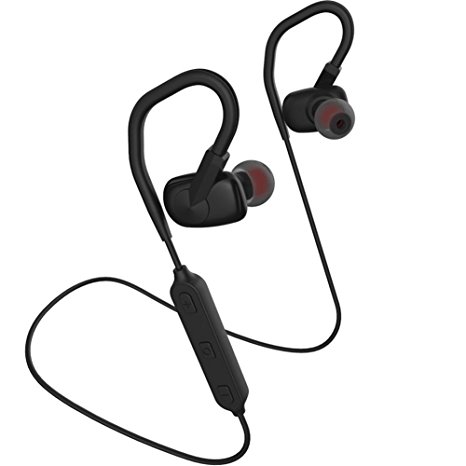 UTHMNE Bluetooth Headphones Lightweight V4.1 Wireless Sport Stereo In-Ear Noise Cancelling Sweatproof Headset 8-Hour Playing Time with Mic, Premium Bass Sound, Secure Fit for Running (Black)