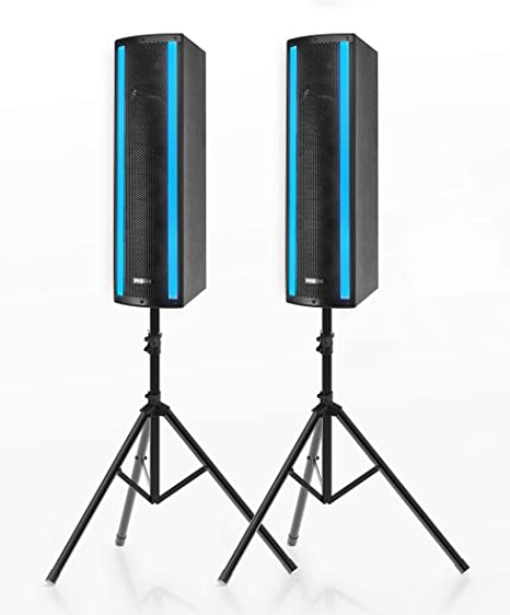 Portable Bluetooth PA Speaker System - 3-Way Active & Passive Outdoor Bluetooth Speaker Portable PA System w/Microphone in, Party Lights, USB SD Card Reader, FM Radio - Tripod, Remote - Pyle PS65ACT