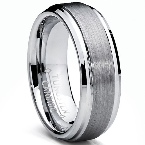 Metal Masters Co.® 7MM High Polish / Matte Finish Men's Tungsten Ring Wedding Band Sizes 5 to 15