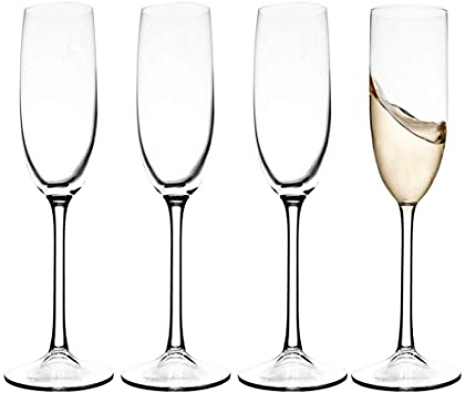 IDGIRLS Unbreakable Tritan Plastic Champagne Glasses Wedding Parties Toasting Flutes Reusable Barware 6 ounces, Set of 4
