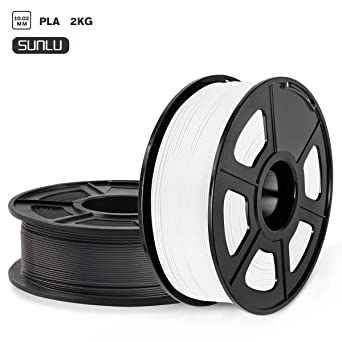 SUNLU 3D Printer Filament, PLA Filament 1.75 mm Black White 2kg Spool (4.4 lbs) - Dimensional Accuracy  /- 0.02mm PLA Black White