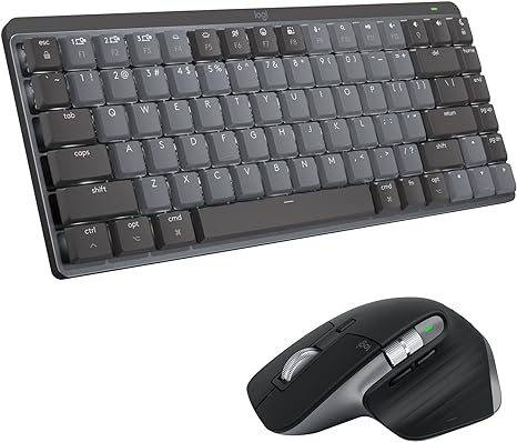 Logitech MX Mechanical Mini Keyboard   MX Master 3S Wireless Mouse for Mac - Low-profile Backlit Keys, Tactile Quieter Switches, 8K DPI Sensor, Quiet Clicks, USB-C,Bluetooth,macOS, iPadOS - Space Grey