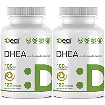 2 Pack Extra Strength DHEA 100mg, 120 Capsules, Support Weight Management, Energy Production, Healthy Hormonal Levels and Metabolism, Non-GMO, Made in USA