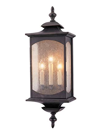 Feiss OL2602ORB Market Square Outdoor Lighting Wall Pocket Sconce, Bronze, 3-Light (9"W x 25"H) 180watts