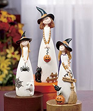 3 Pc. Friendly Witch Figurine Set Table Top Accent Fall Autumn Halloween Decoration