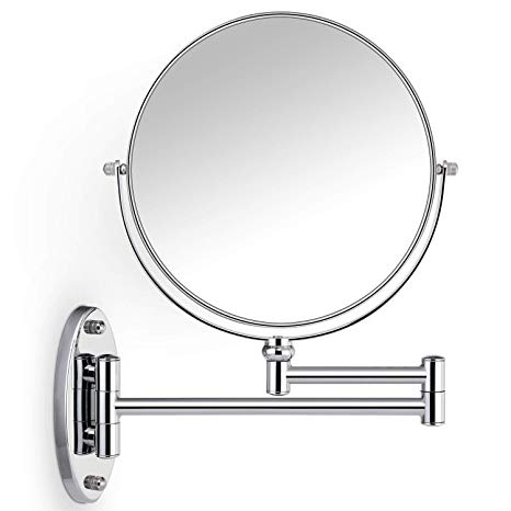 Miusco 10X Magnifying Two Sided Wall Mount Makeup Mirror, 8 inch, Round, Chrome