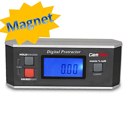 GemRed 82413 Digital Protractor Angle Finder Gauge Inclinometer with Backlight and Magnetic Base IP65