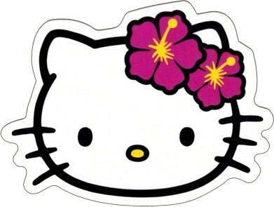 Hello Kitty - Face Shot with Hawaiian Hibiscus Flowers - Sticker / Decal
