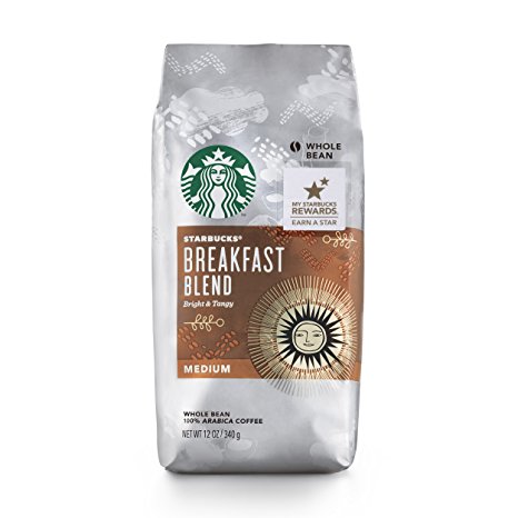 Starbucks Breakfast Blend Whole Bean Coffee (Medium), 12 oz