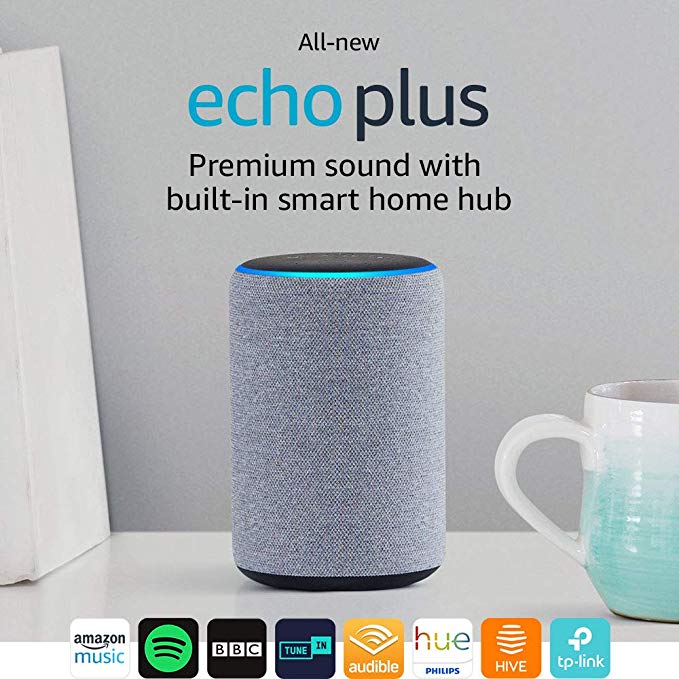 All-new Echo Plus (2nd Gen), Charcoal Fabric   Philips Hue White bulb B22