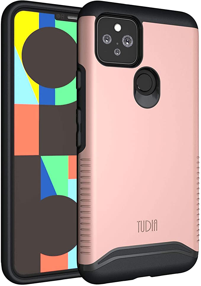 TUDIA DualShield Designed for Google Pixel 4a 5G Case (2020), [Merge] Shockproof Military Grade Slim Dual Layer Hard PC Soft TPU Protective Case Cover - Rose Gold