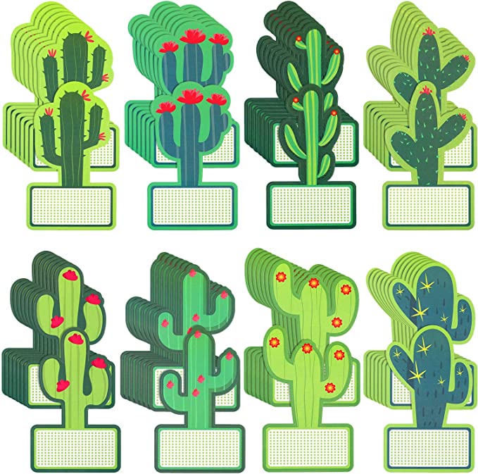 64 Pieces Cactus Cutouts Bulletin Board Decor Cactus Name Tags Stickers Cactus Theme Labels for Classroom Bulletin Board Decorations