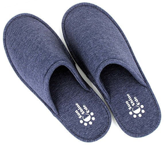 Men's Cotton Indoor Washable Slippers in Travel Bag for Home Hotel Spa Bedroom