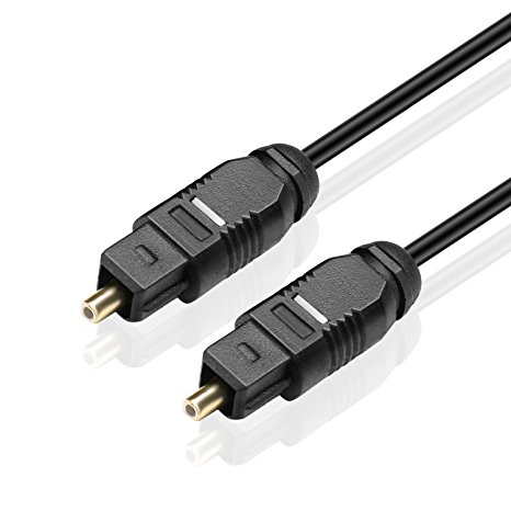 TNP Toslink Digital Optical Audio Cable (12 Feet) Home Theater Fiber Optic Toslink Male to Male Optical Plug Wire Cord