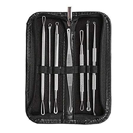 Comedone needle - TOOGOO(R)7Pcs Premium Blackhead Acne Comedone Pimple Blemish Extractor Remover Tool Kit Set