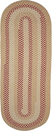 Super Area Rugs Homespun Braided Rug Indoor Outdoor Rug Textured Durable Patio Deck Carpet, Red & Beige, 2' X 6' Runner