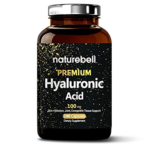 Maximum Strength Hyaluronic Acid 100mg, 180 Capsules, Powerfully Supports Skin Hydration, Joints Lubrication and Hair, Nail, Bone & Cartilage Health. Non-GMO and Made in USA