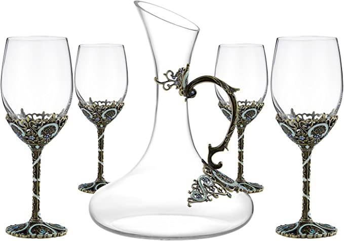 SEMAXE Novelty Wine Glasses for Wine Tasting,Christmas, Holiday, Birthday and Wedding Gifts-Set of 5