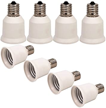 Qidify 8pcs E17 to E26 bulb socket converter adapter bulb converter LED lamp holder adapter