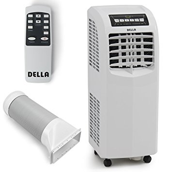 DELLA 048-GM-48266 8,000 BTU Portable Air Conditioner Cooling Fan Dehumidifier A/C Remote Control   Window Vent Kit, White