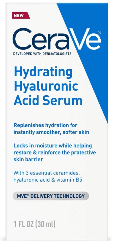 CeraVe Hyaluronic Acid Face Serum | 1 oz | Hydrating Serum for Face with Vitamin B5 | For Normal to Dry Skin | Paraben & Fragrance Free