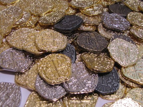 Pirate Coins - Lot of 100 Gold Silver Doubloon Replicas