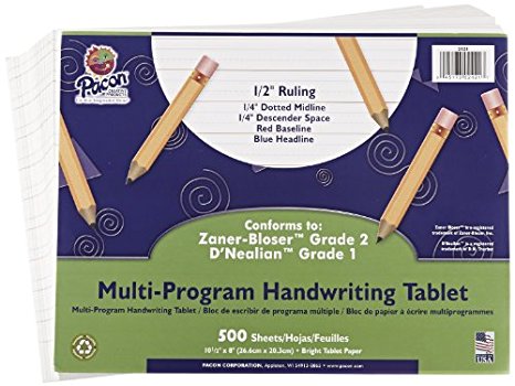 School Specialty Handwriting Paper - 1/2 Rule, 1/4 Dotted, 1/4 Skip - 10 1/2 x 8 inch - 500 Sheets